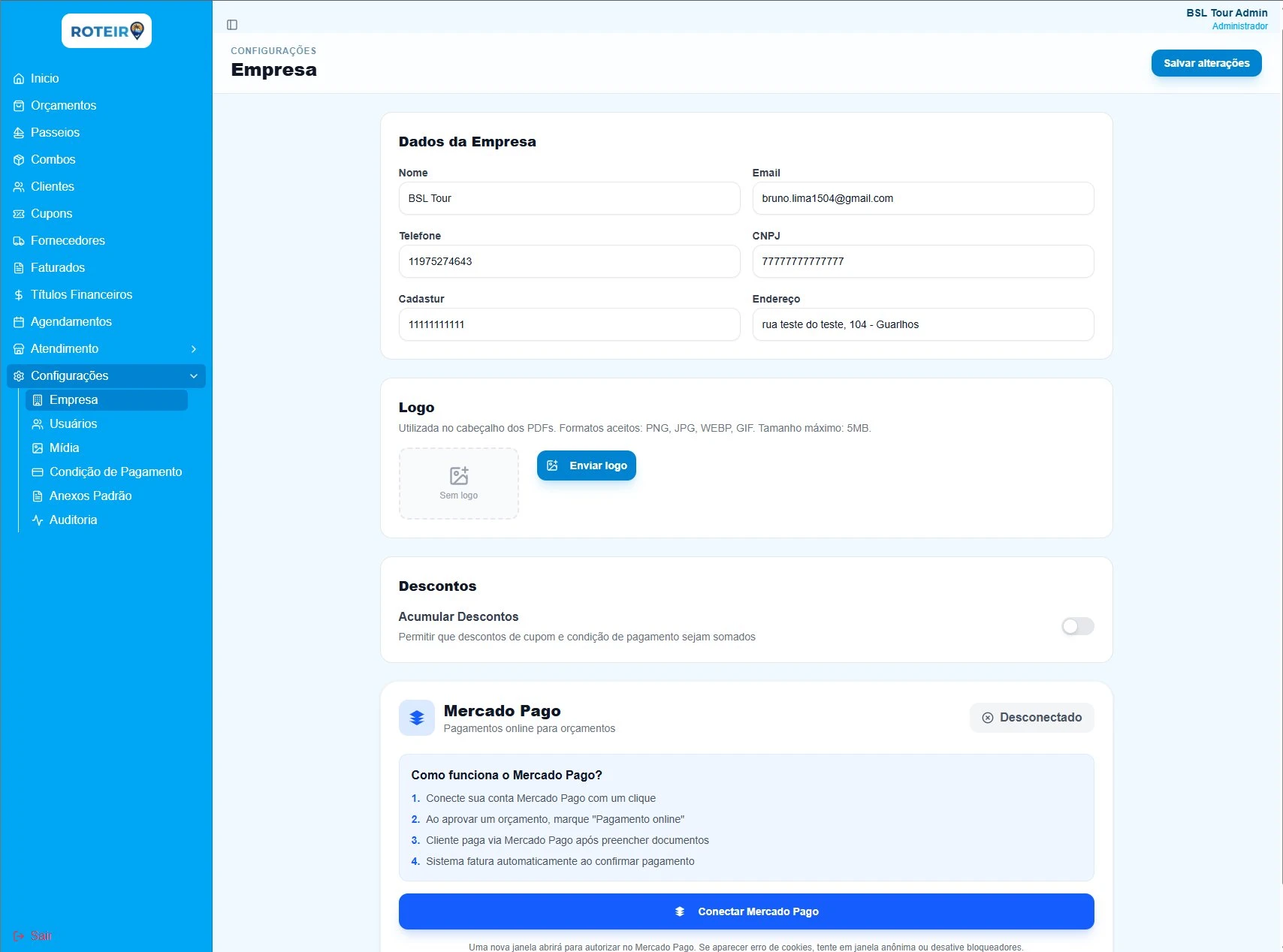 Configurações da Empresa